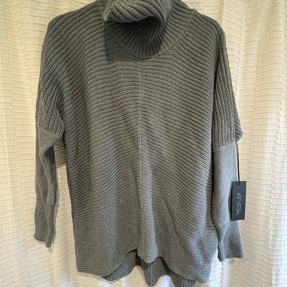 NWT Rachel Zoe Gray Ribbed Turtleneck Sweater XS